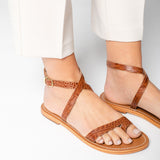 SANNE Sandale imprimée animal en cuir