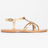 DIAGONAL Sandale brillante en cuir
