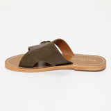 CONI mules en cuir kaki lézard