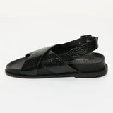 CALYSSA sandales en cuir noir crackle