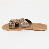 ADITRI mules en cuir beige serpent