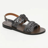 SANYLIA sandales en cuir noir metal
