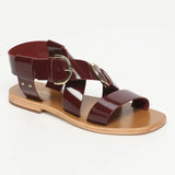 ABHAYD sandales en cuir blackberry verni
