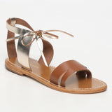 AURORA sandales en cuir camel+gold