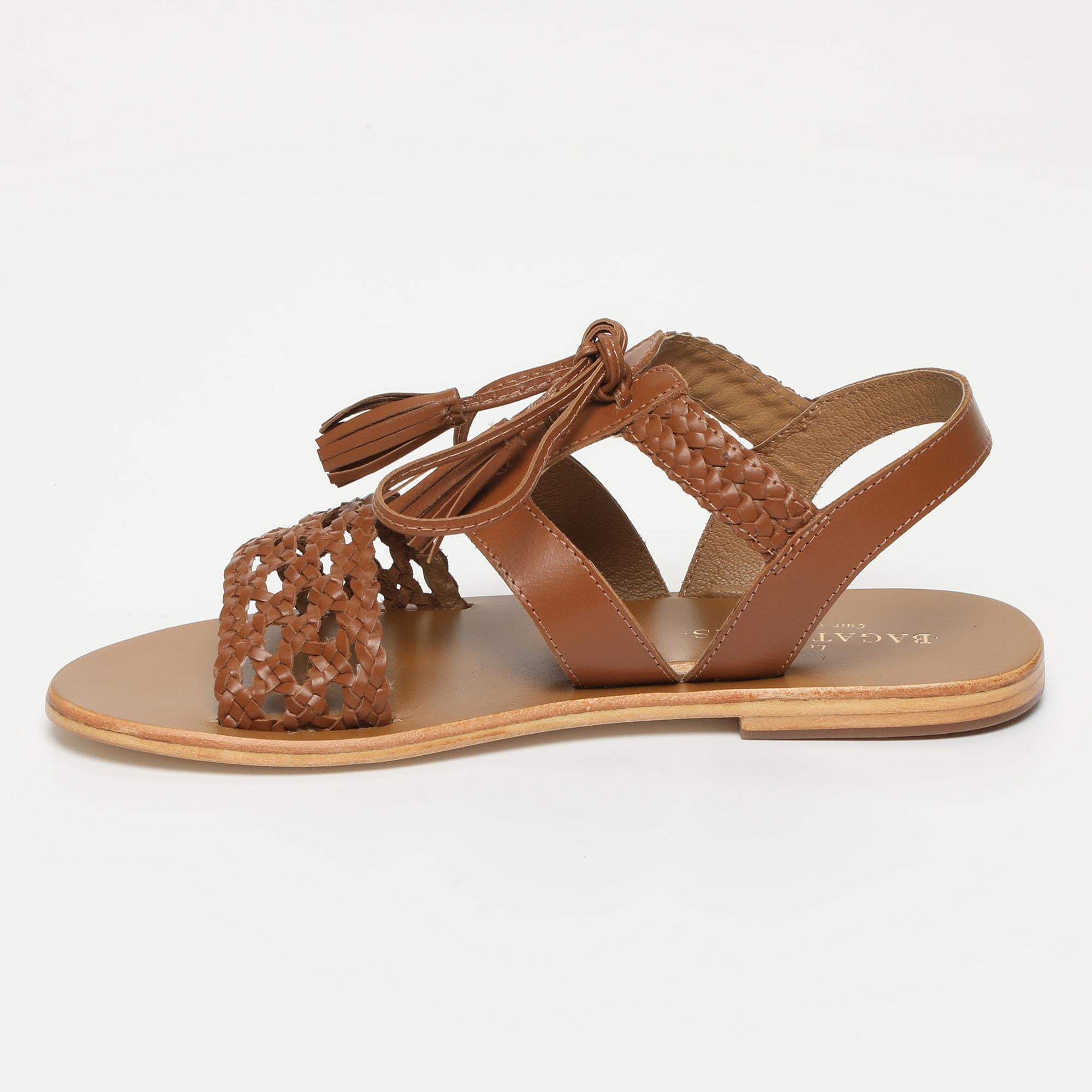 BARI sandales en cuir camel