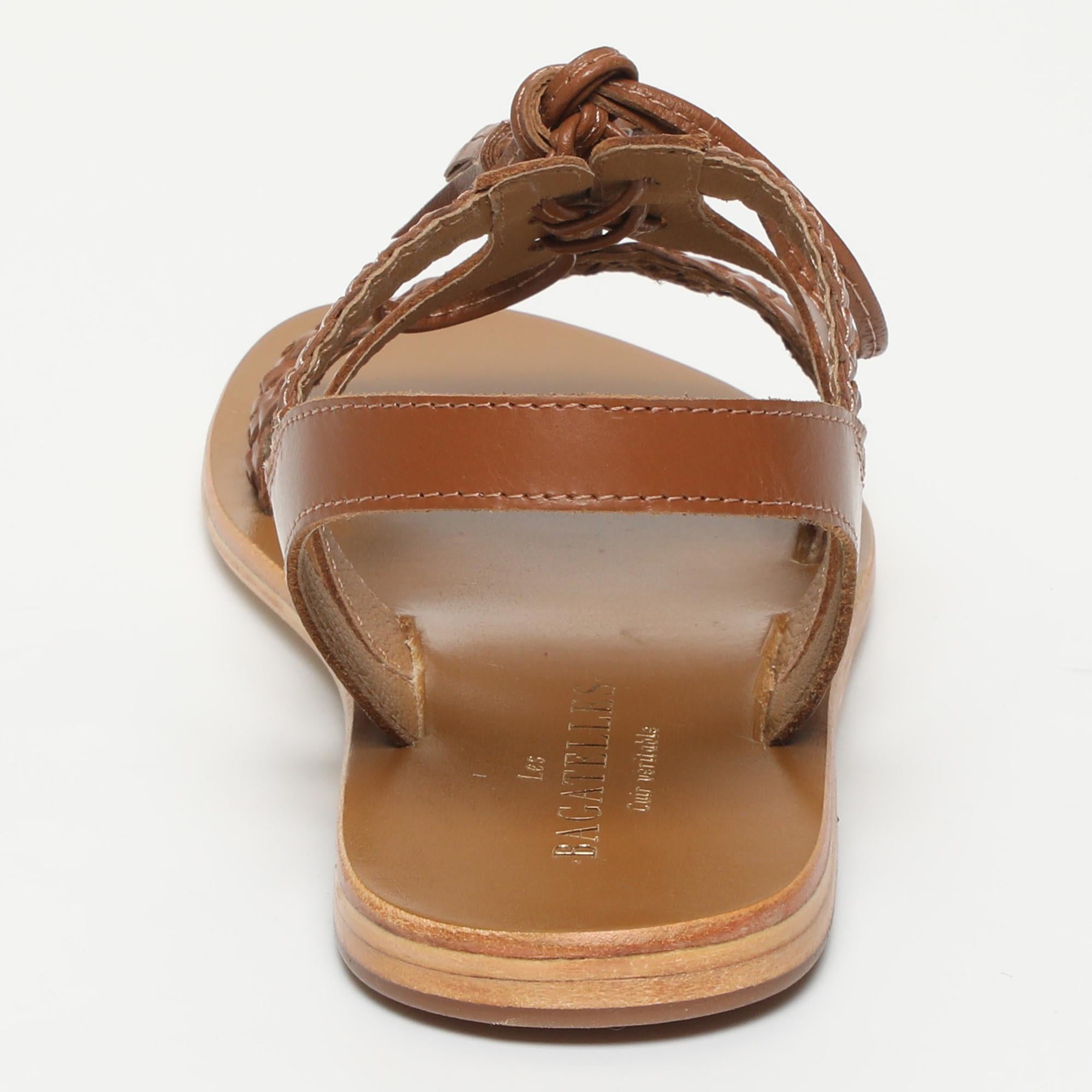 BARI sandales en cuir camel