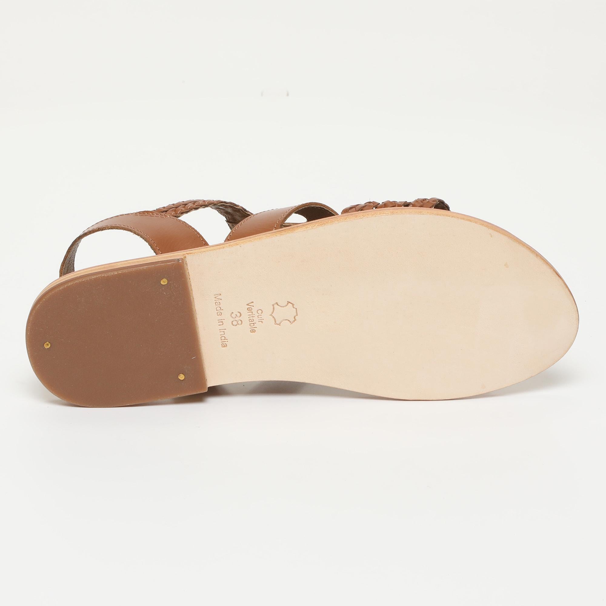 BARI sandales en cuir camel