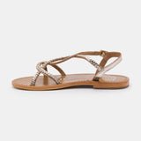 CLORINDE Sandale brillante en cuir
