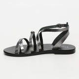 ABHIRI sandales en cuir pewter