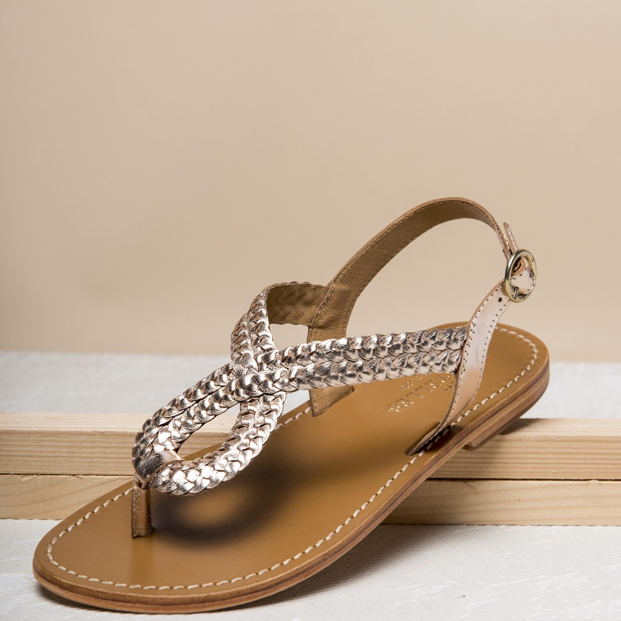CHADRIMA sandales en cuir gold