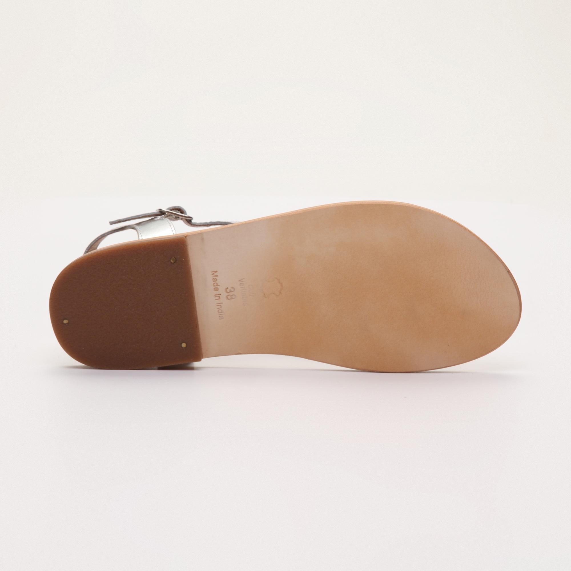 CHANDNA sandales en cuir silver
