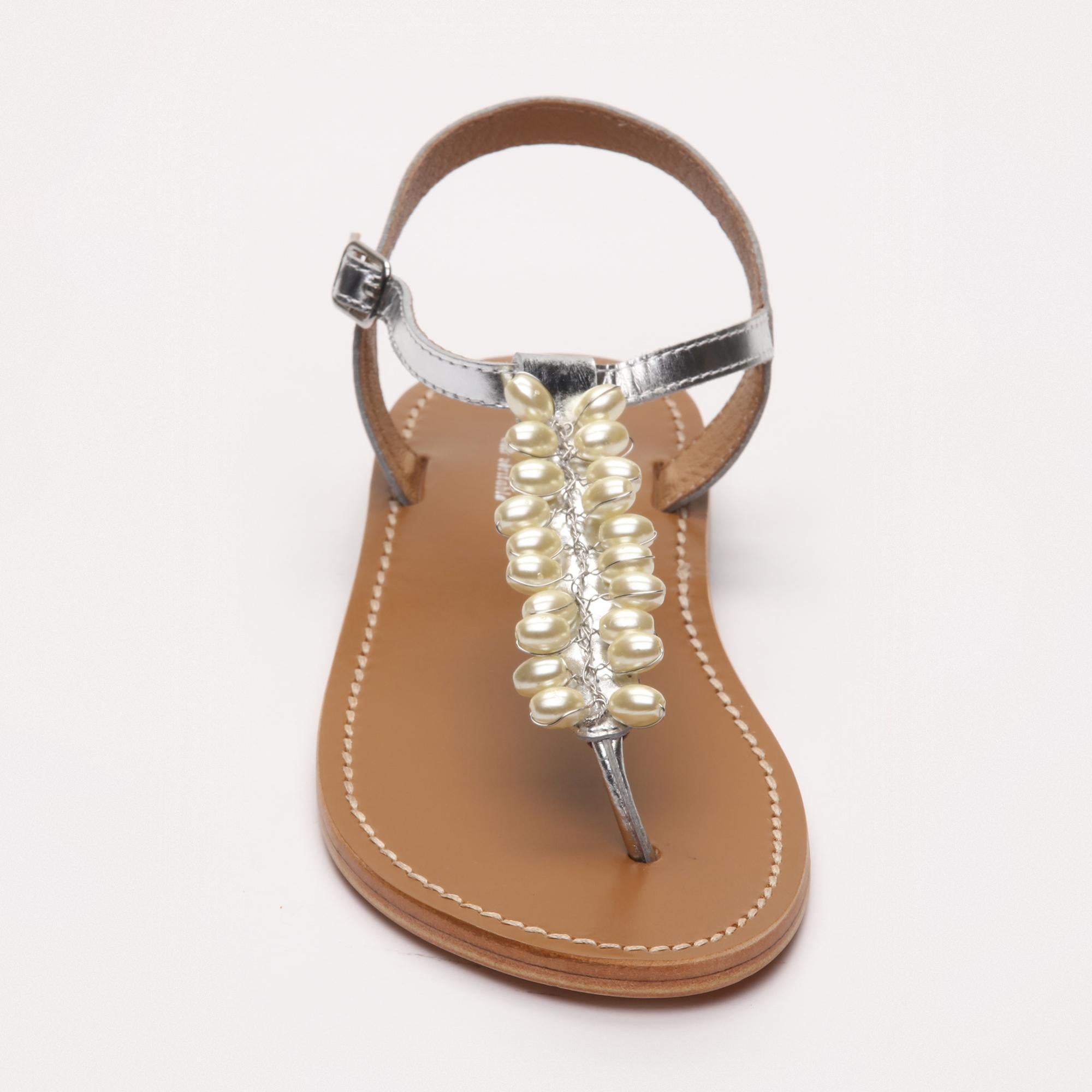 CHANDNA sandales en cuir silver