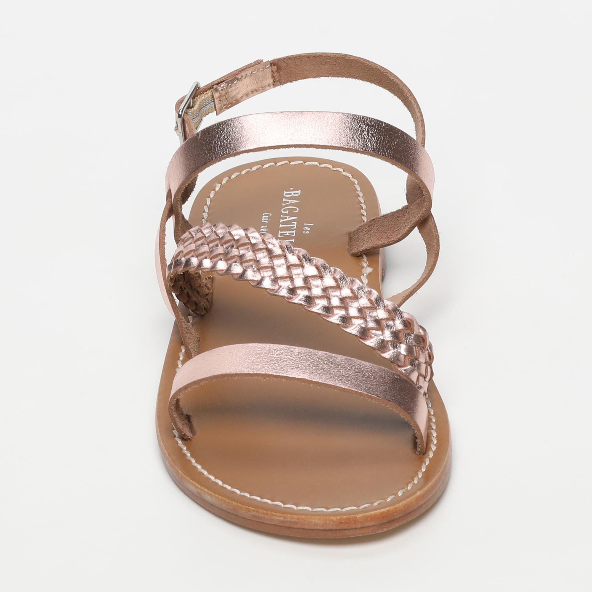 CHANDRABALI sandales en cuir rosegold