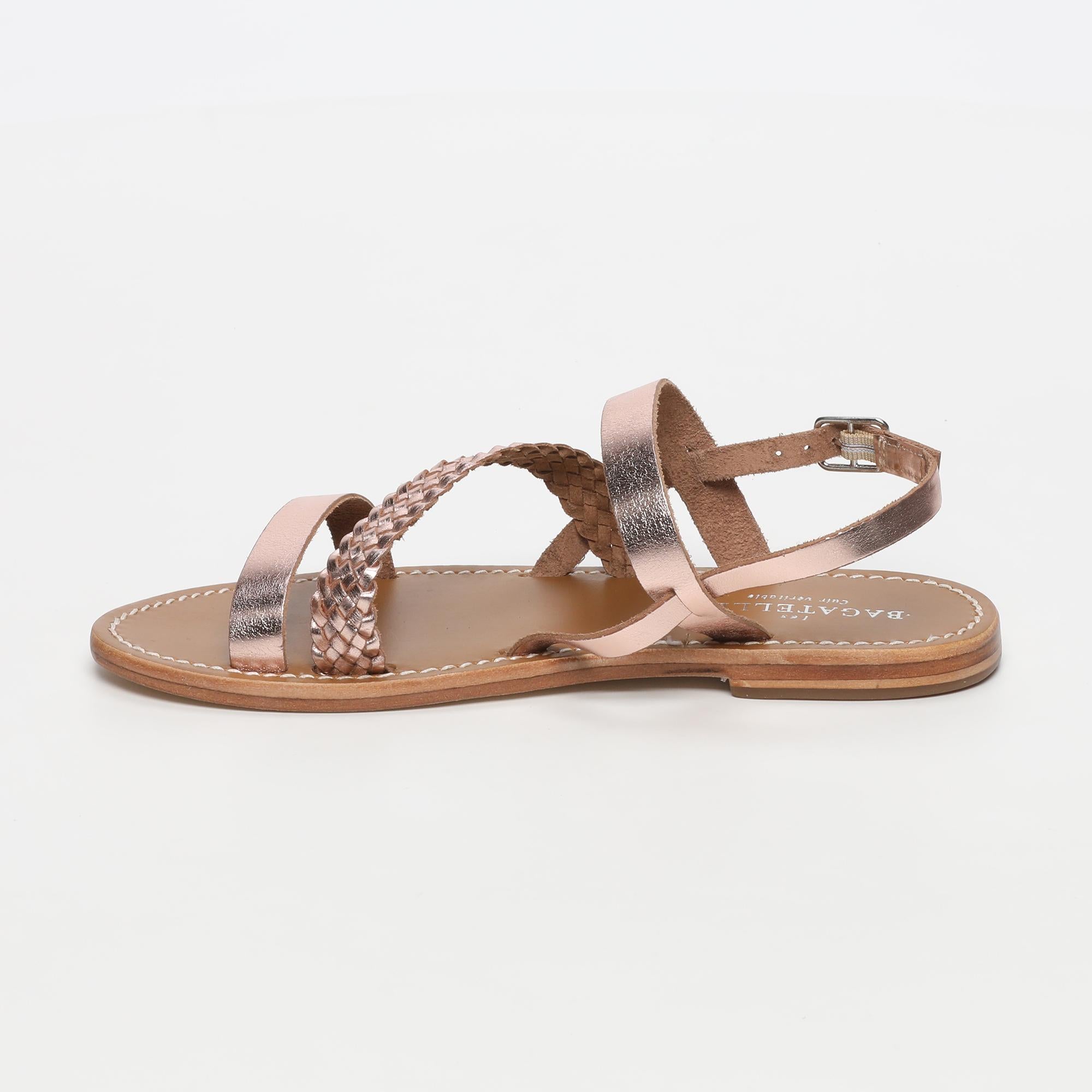 CHANDRABALI sandales en cuir rosegold