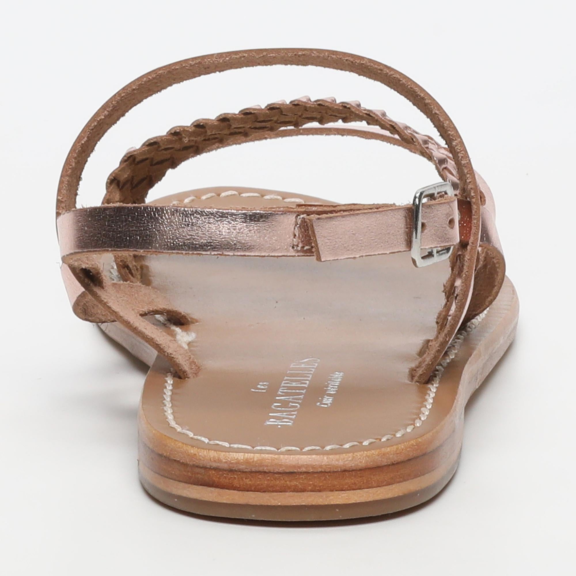 CHANDRABALI sandales en cuir rosegold