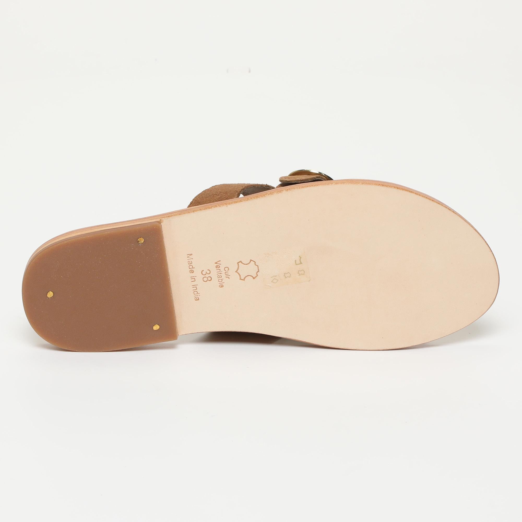 CONI sandales en cuir camel