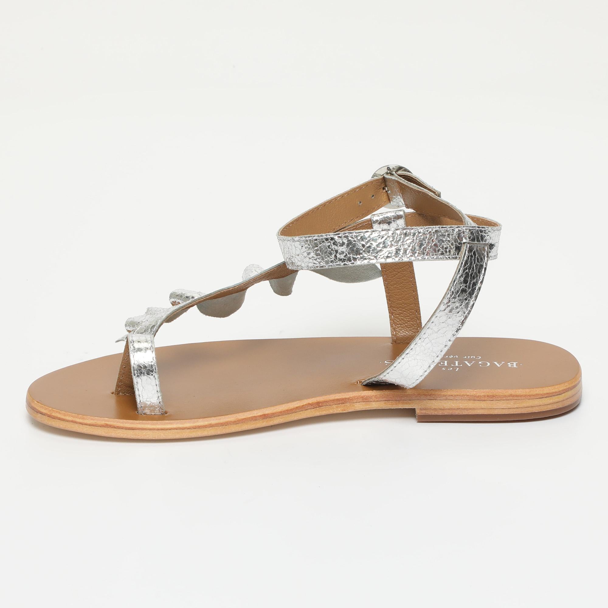 DONA sandales en cuir silver