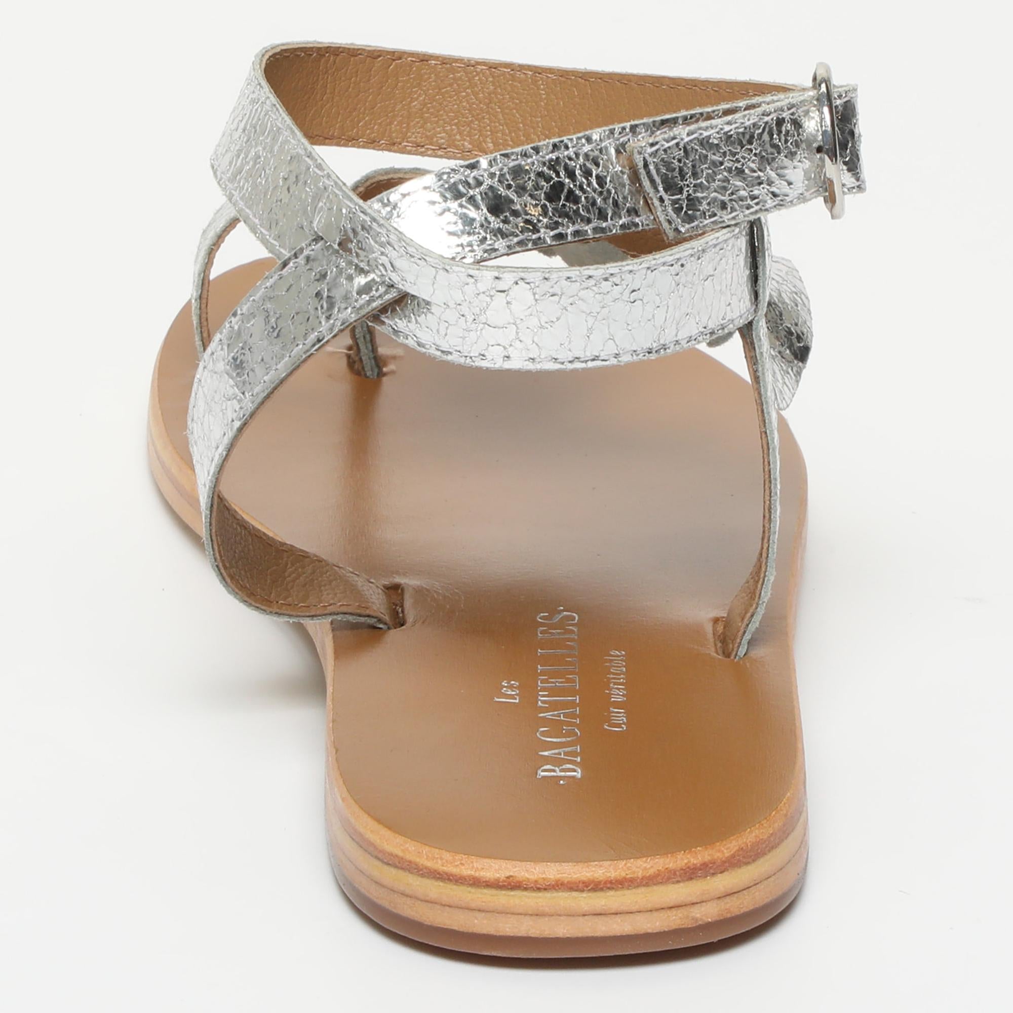 DONA sandales en cuir silver