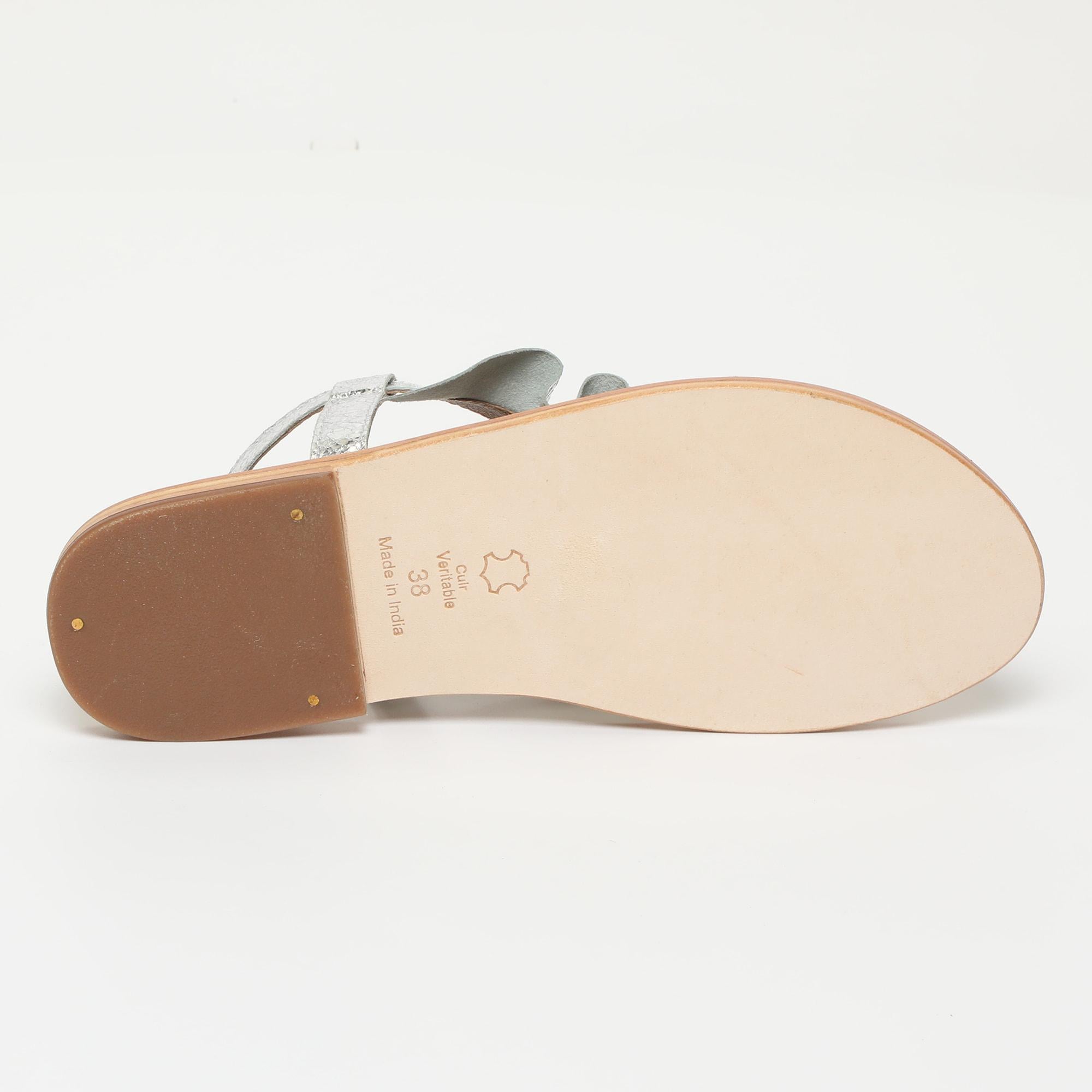 DONA sandales en cuir silver