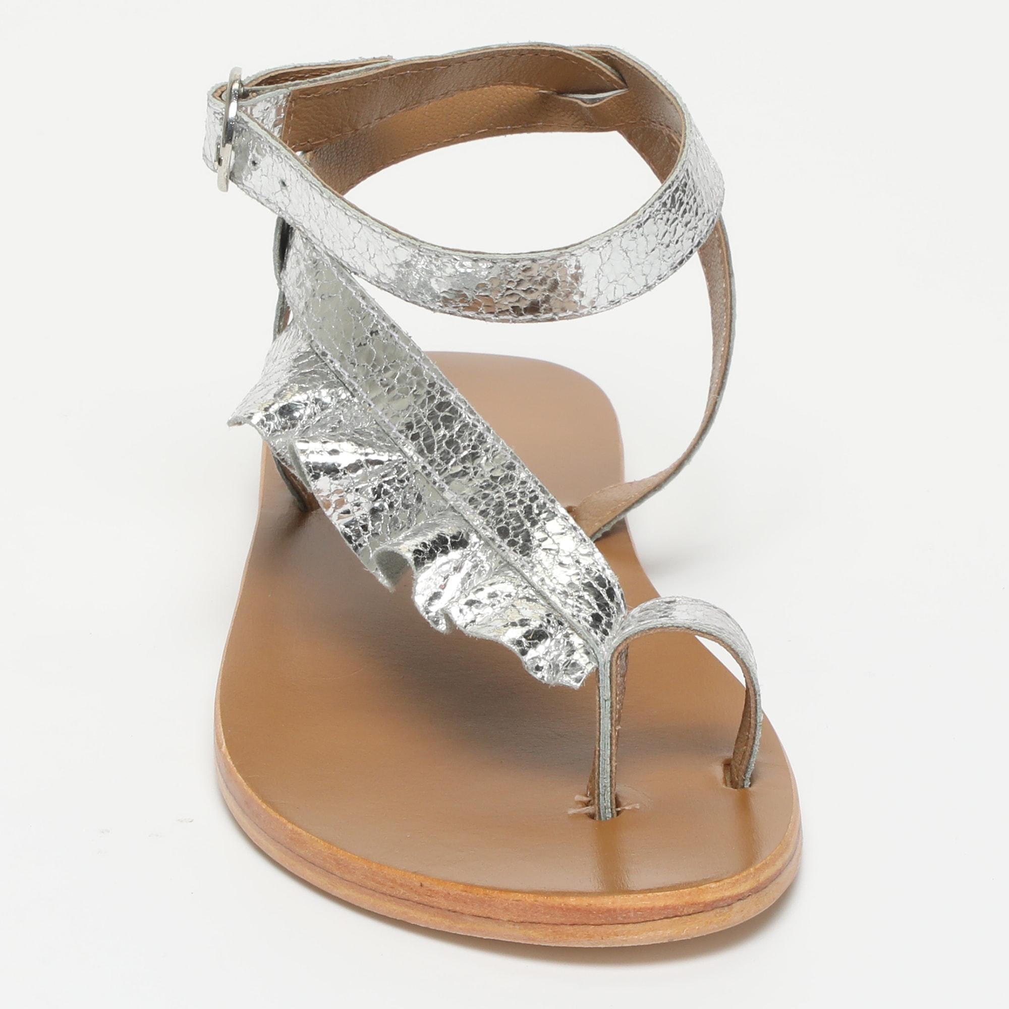DONA sandales en cuir silver