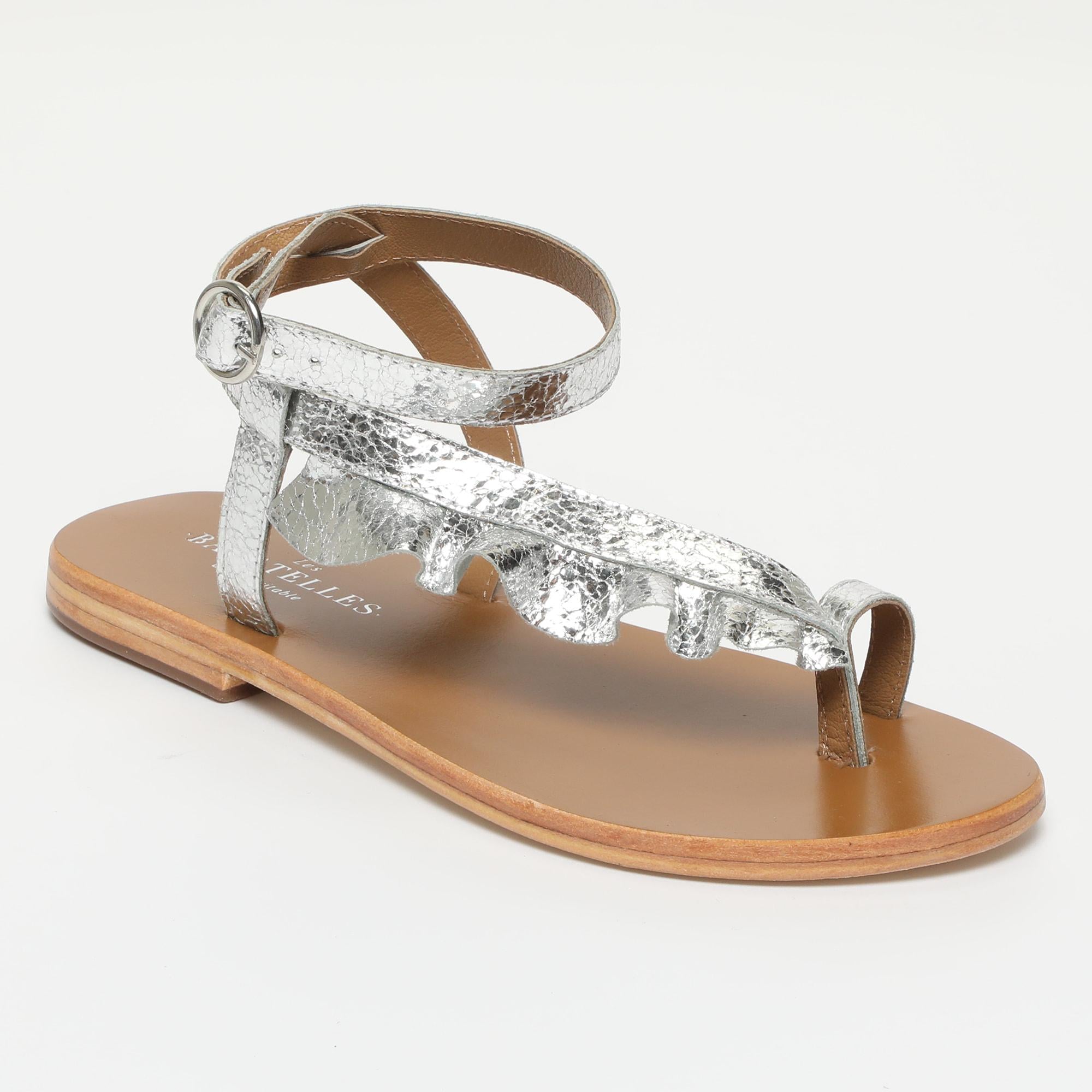 DONA sandales en cuir silver