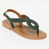 CHADRIMA sandales entre-doigts en cuir forest