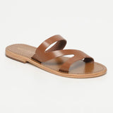 PALAMOS mules en cuir camel
