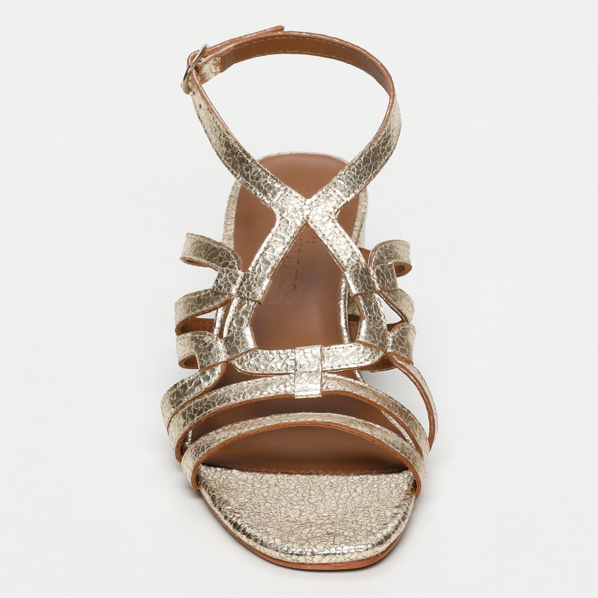 ENOLA sandales en cuir goldcrackle