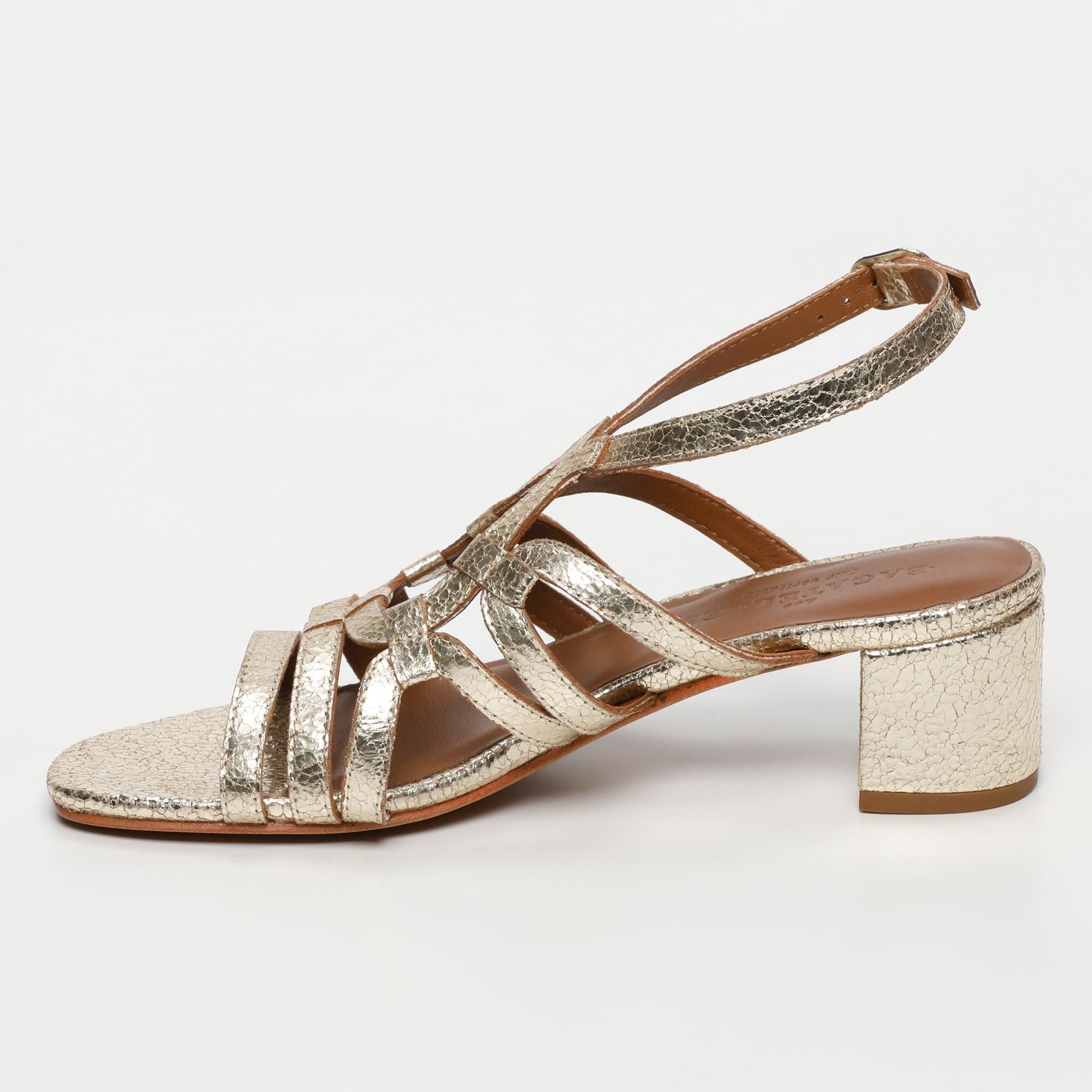 ENOLA sandales en cuir goldcrackle