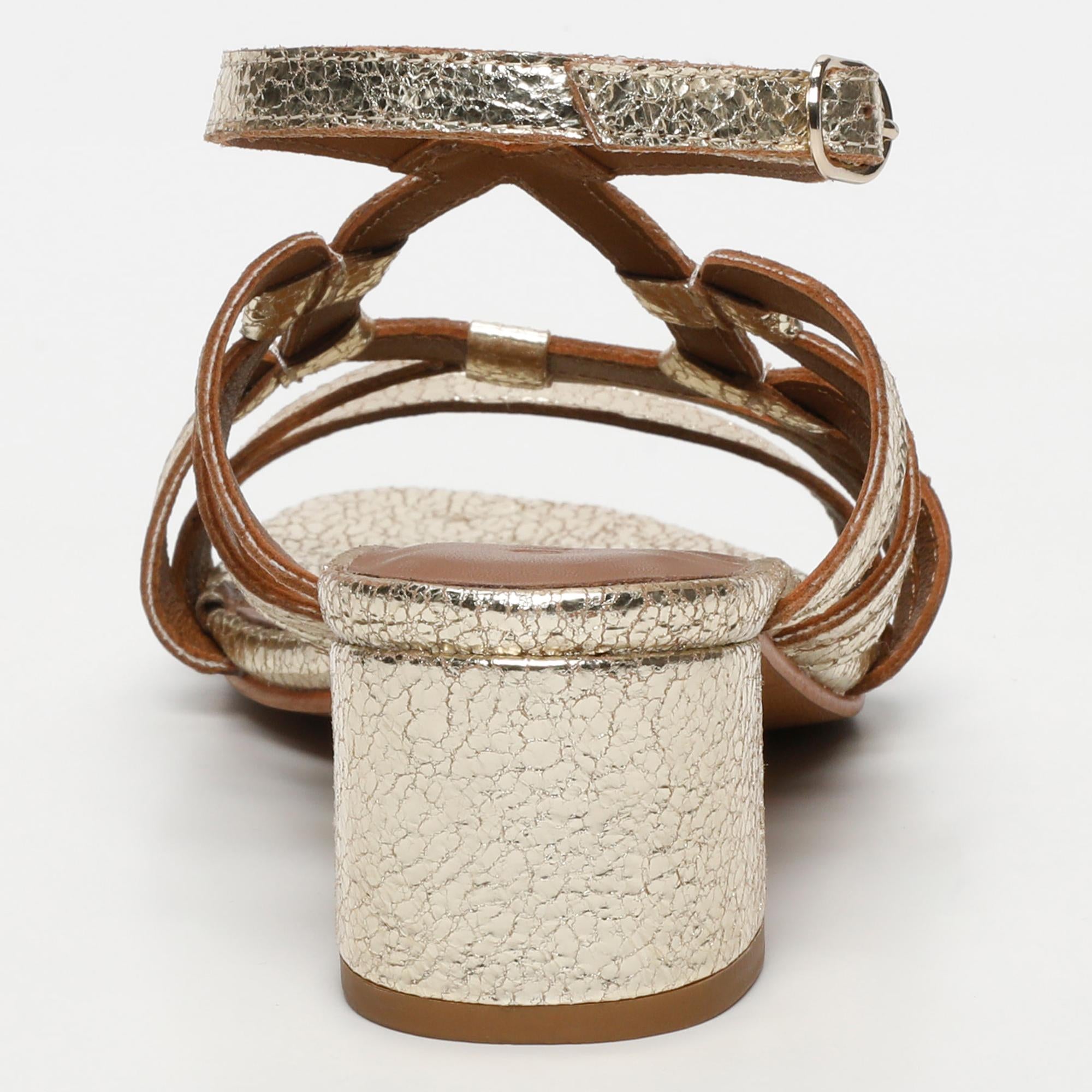 ENOLA sandales en cuir goldcrackle