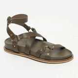 MIRA sandales en cuir kaki lézard