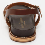 SYMARAE sandales en cuir chocolat et marron léopard