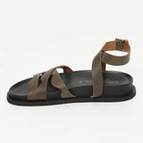 VASTO sandales en cuir kaki lézard