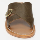 CONI mules en cuir kaki lézard