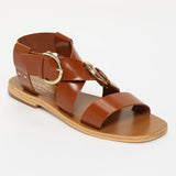 ABHAYD sandales en cuir cinnamon verni