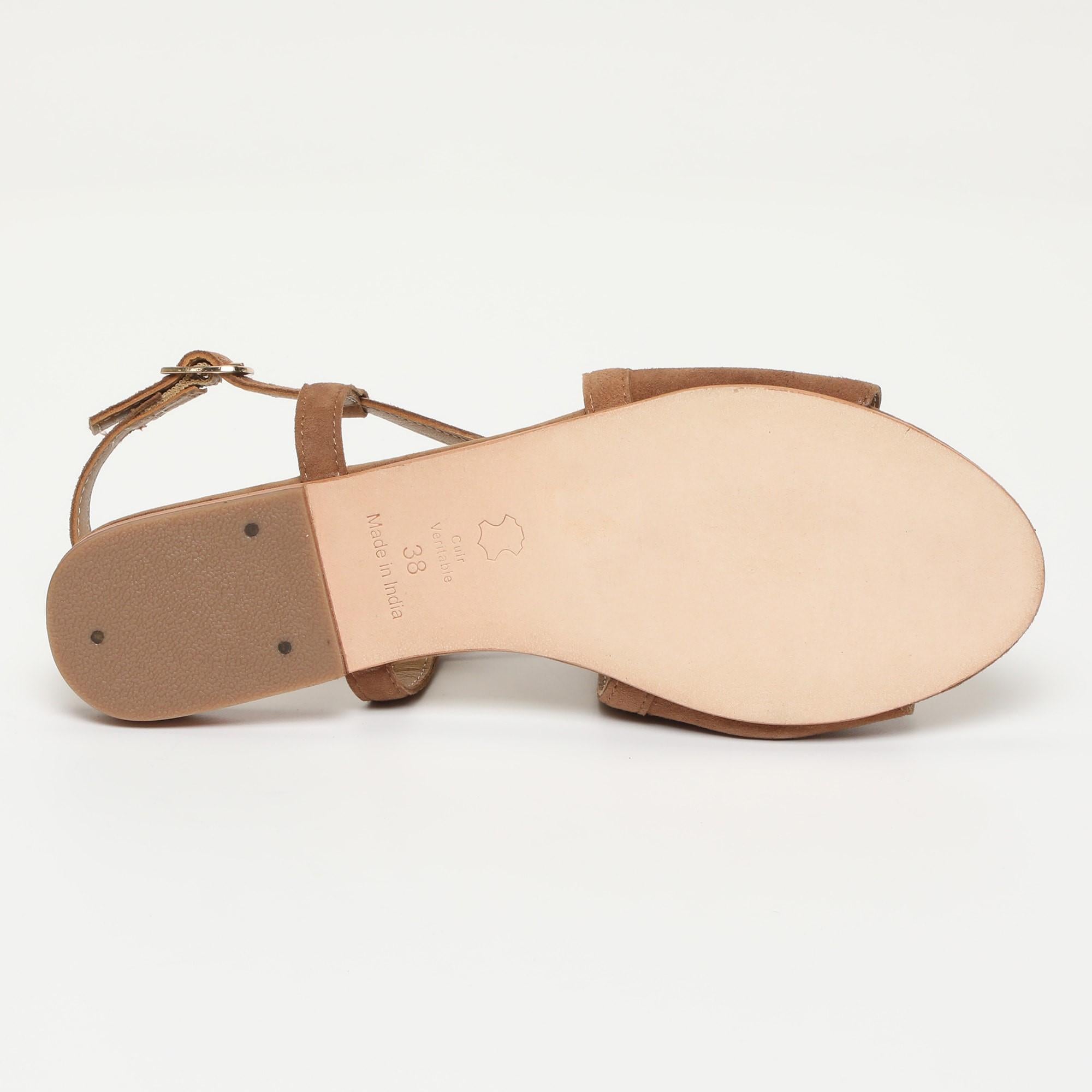LOBERIA sandales en cuir camel