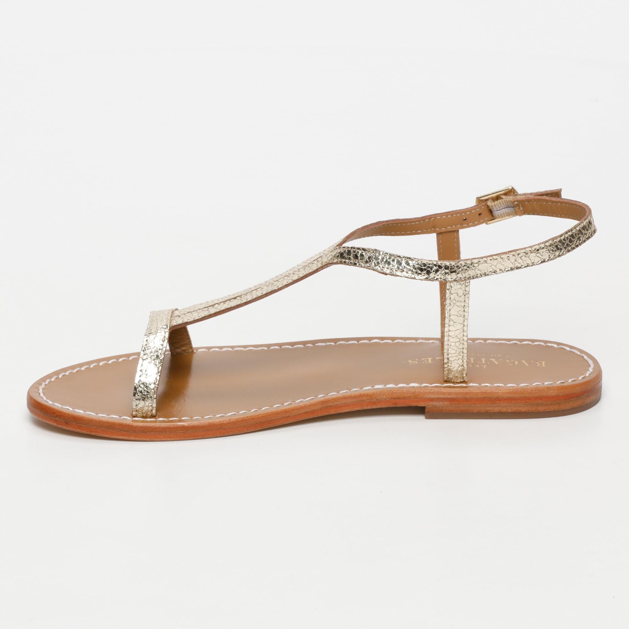 LORIA sandales en cuir goldcrackle