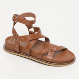 MIRA sandales en cuir camel