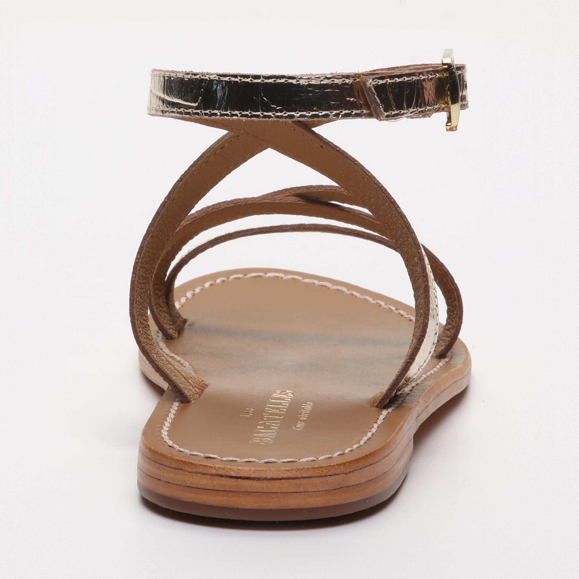 MONTEREY sandales en cuir ltgoldcroco