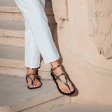 MOSHOLU sandales en cuir pewtercroco