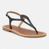 MALABIA sandales entre-doigts en cuir noir