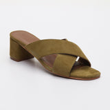 NAHIA sandales en cuir olive