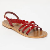 SATYRE sandales tressée en cuir cherry verni