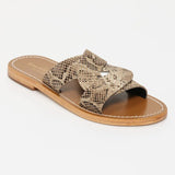 ADITRI mules en cuir beige serpent