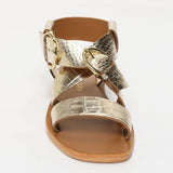 ABHAYD sandales en cuir doré croco