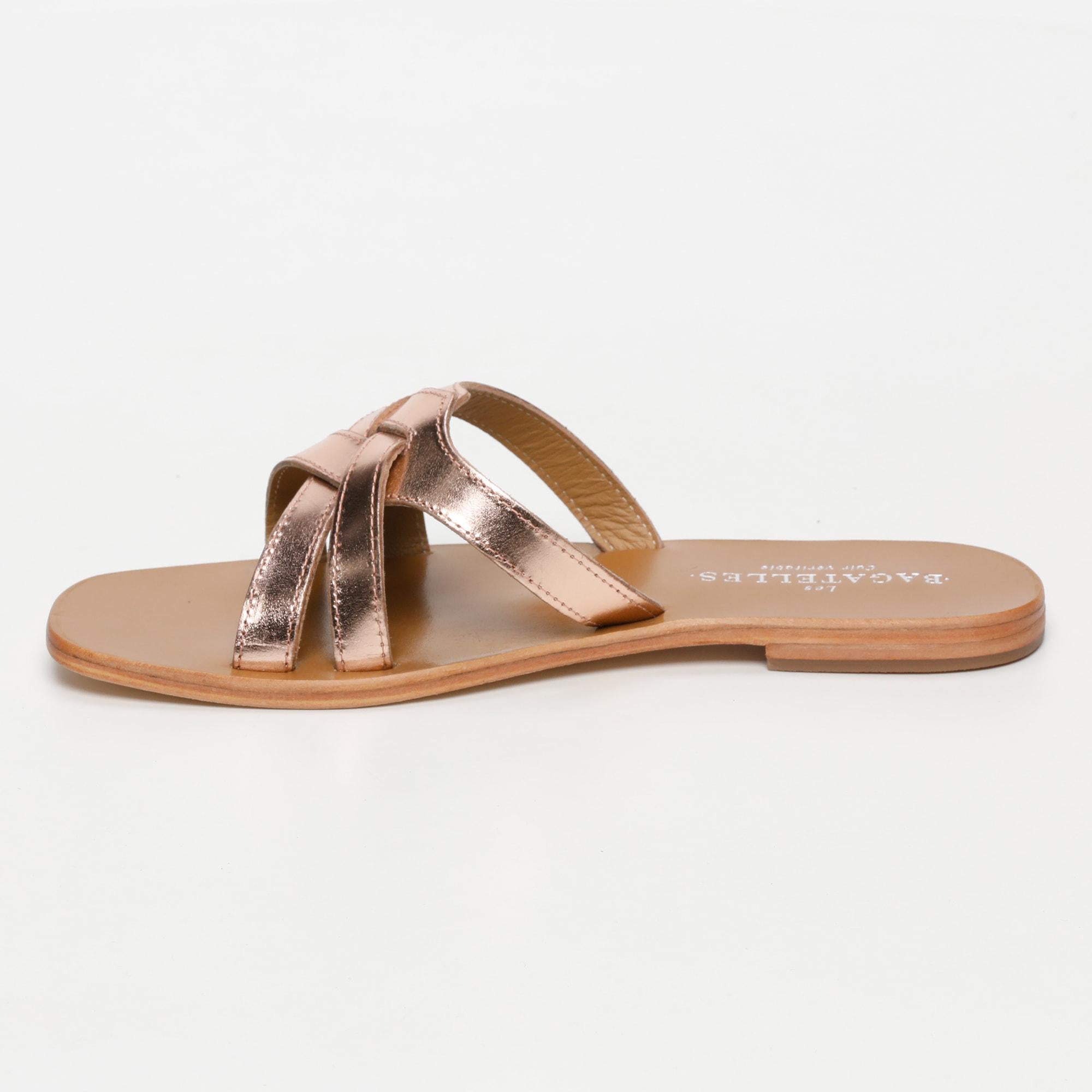 POMONA sandales en cuir rosegold