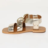 ABHAYD sandales en cuir doré croco