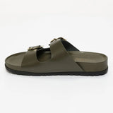 AISHANI sandales en cuir kaki foncé