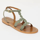THUJA sandales en cuir kaki clair