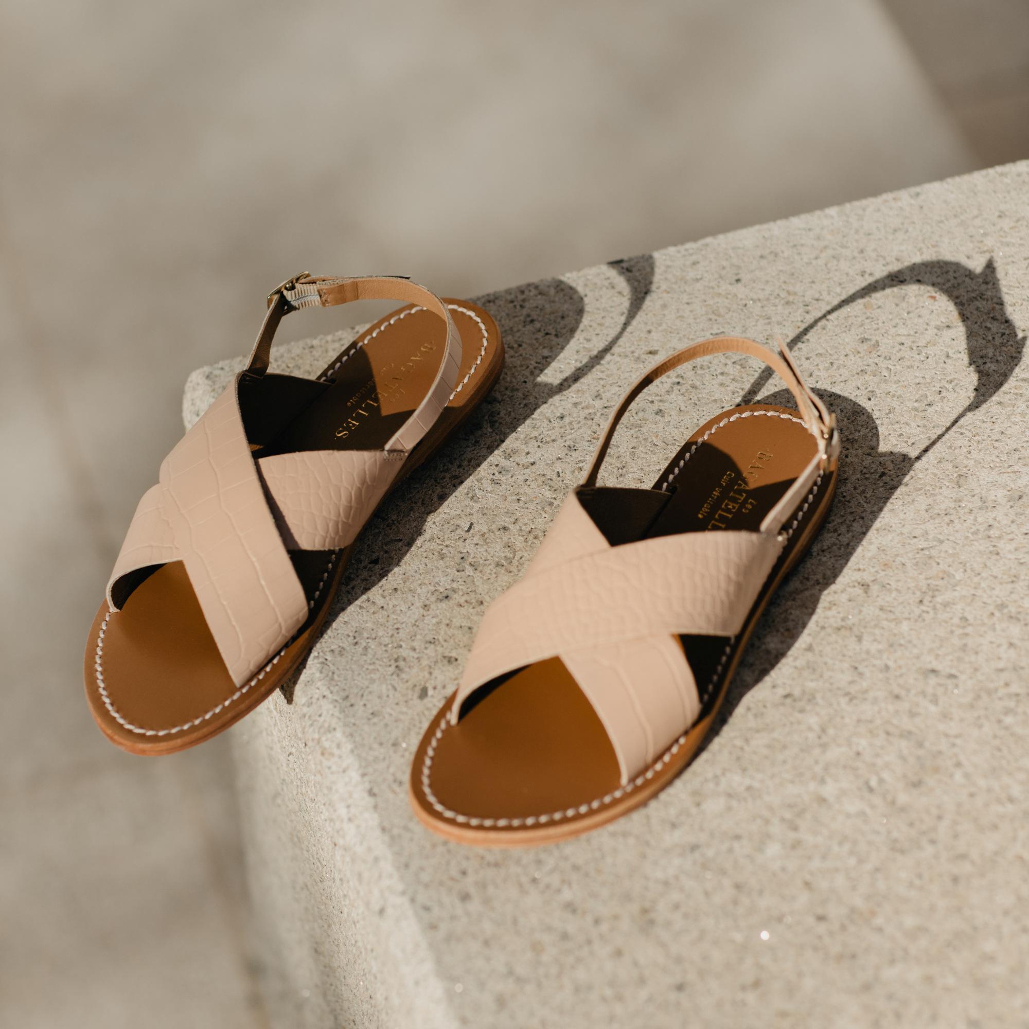 SIBELLA sandales en cuir nudecroco